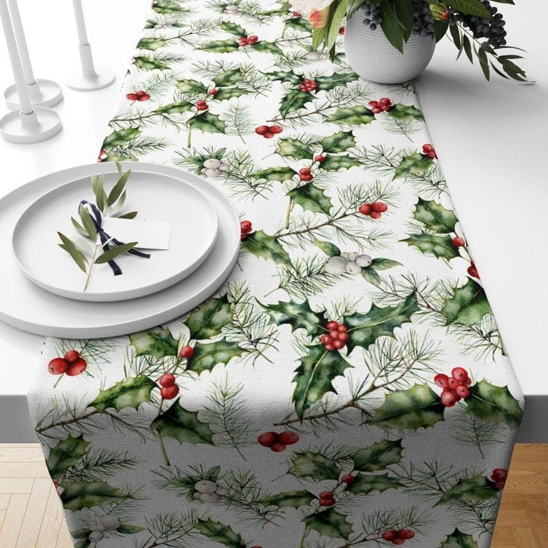 Onay 4 / 12 x 46 inch (30 x 120 cm) Christmas Party Decor Red & Green Xmas Table Runner