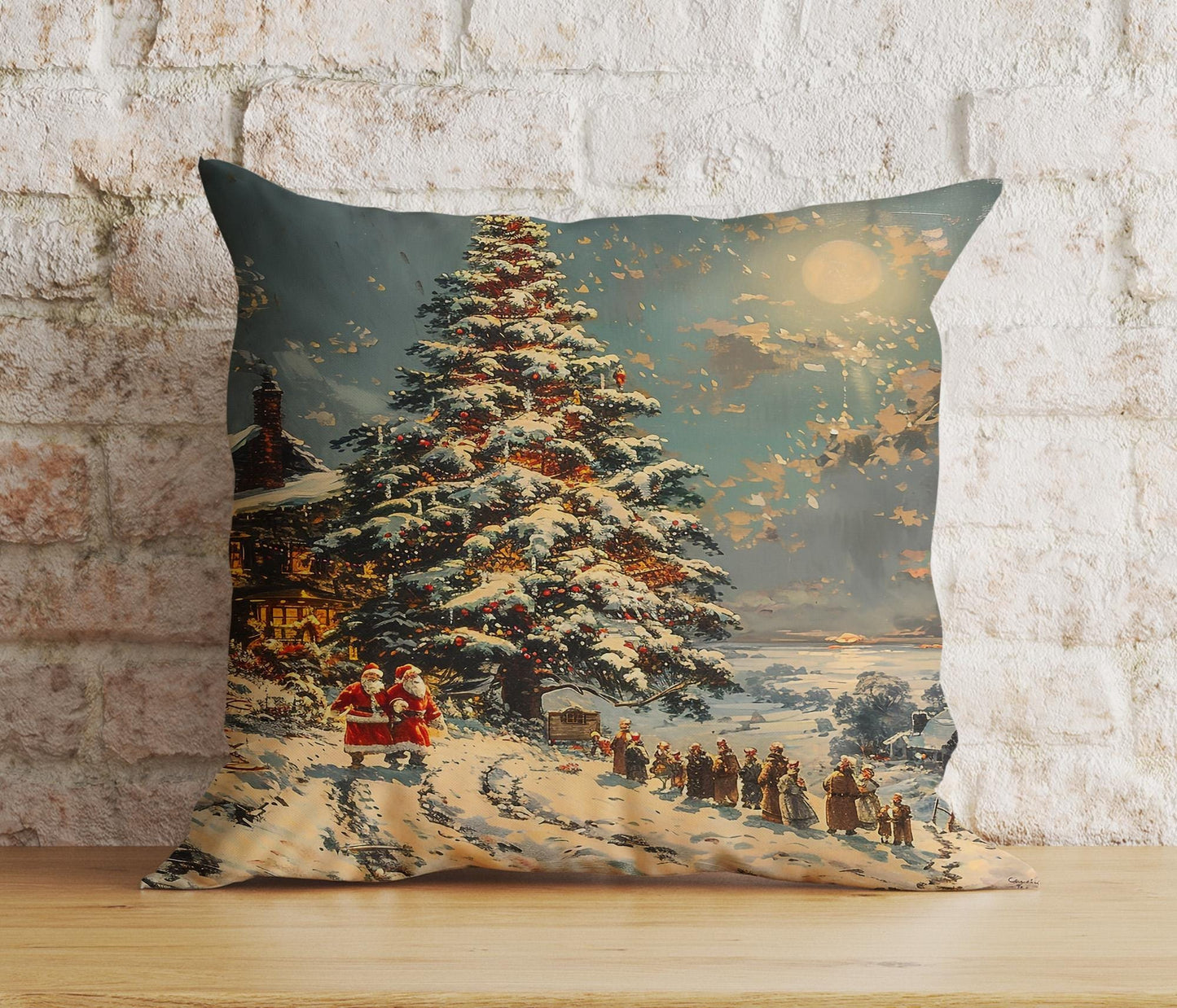 Onay 8 / 12 x 12 inch (30 x 30 cm) Double Side Christmas Pine Tree Scenic Festive Snowy Cushion Covers