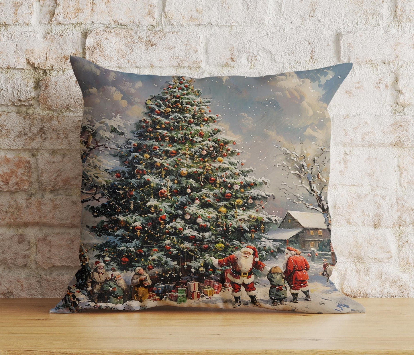 Onay 7 / 12 x 12 inch (30 x 30 cm) Double Side Christmas Pine Tree Scenic Festive Snowy Cushion Covers