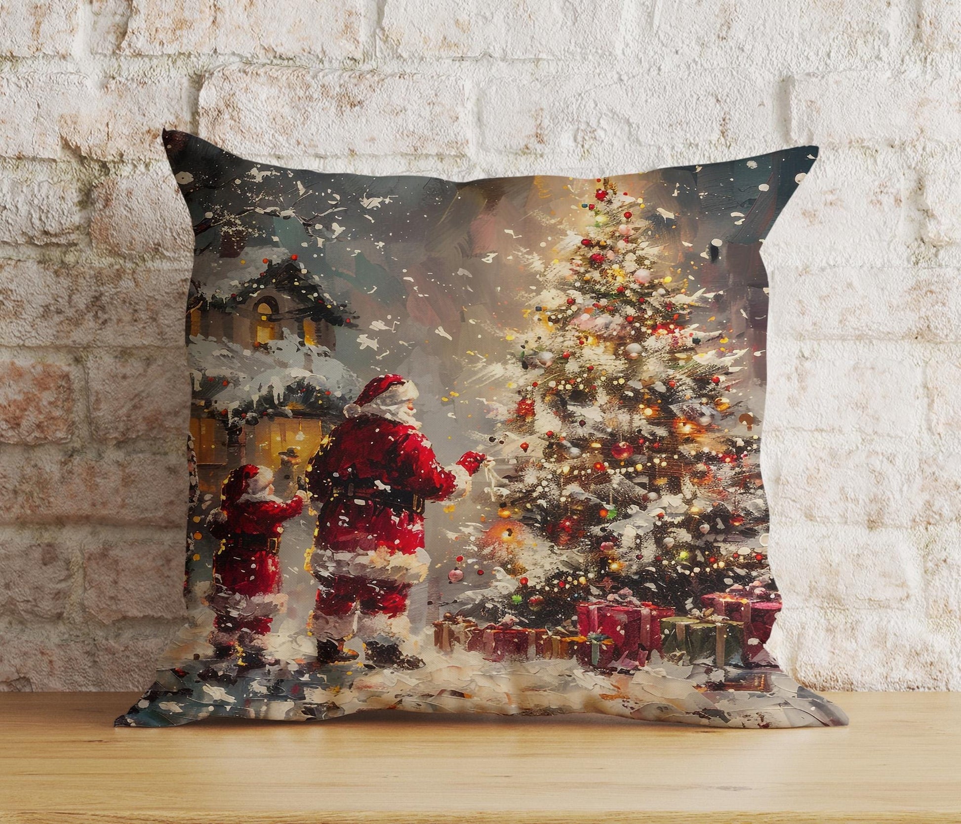 Onay 6 / 12 x 12 inch (30 x 30 cm) Double Side Christmas Pine Tree Scenic Festive Snowy Cushion Covers