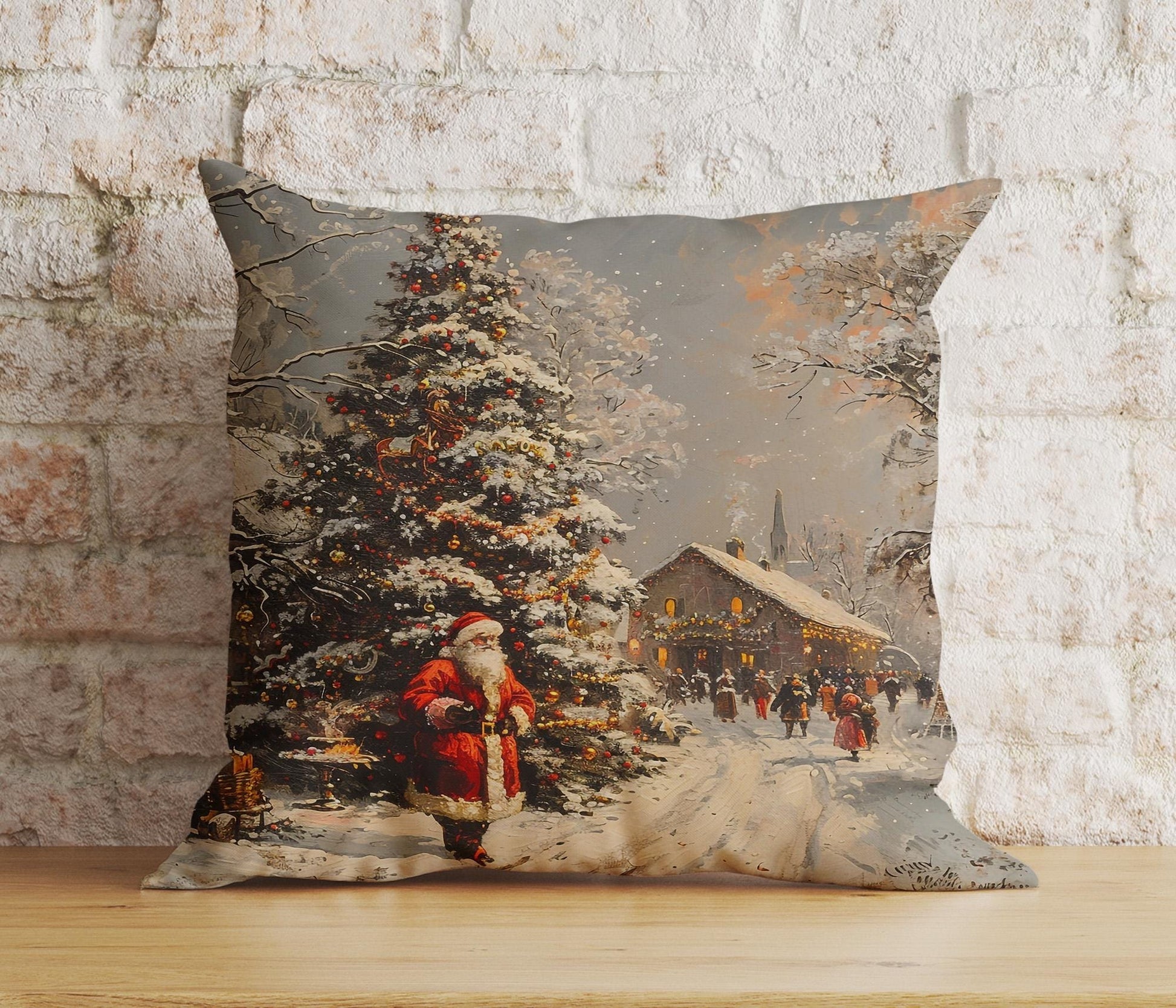 Onay 5 / 12 x 12 inch (30 x 30 cm) Double Side Christmas Pine Tree Scenic Festive Snowy Cushion Covers