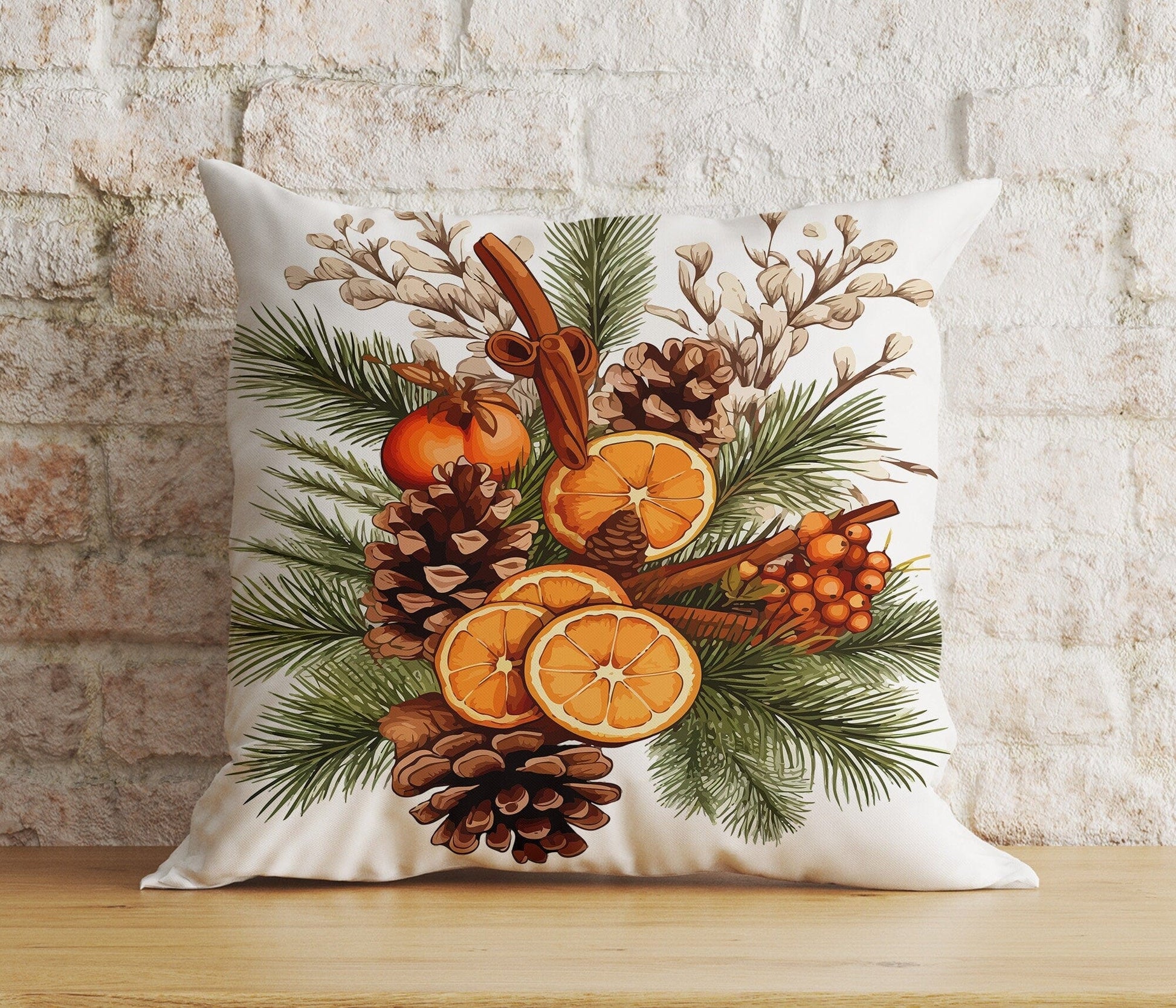 Onay 9 / 12 x 12 inch (30 x 30 cm) Double Side Christmas Pinecone Woodland Pine Tree Xmas Cushion Covers