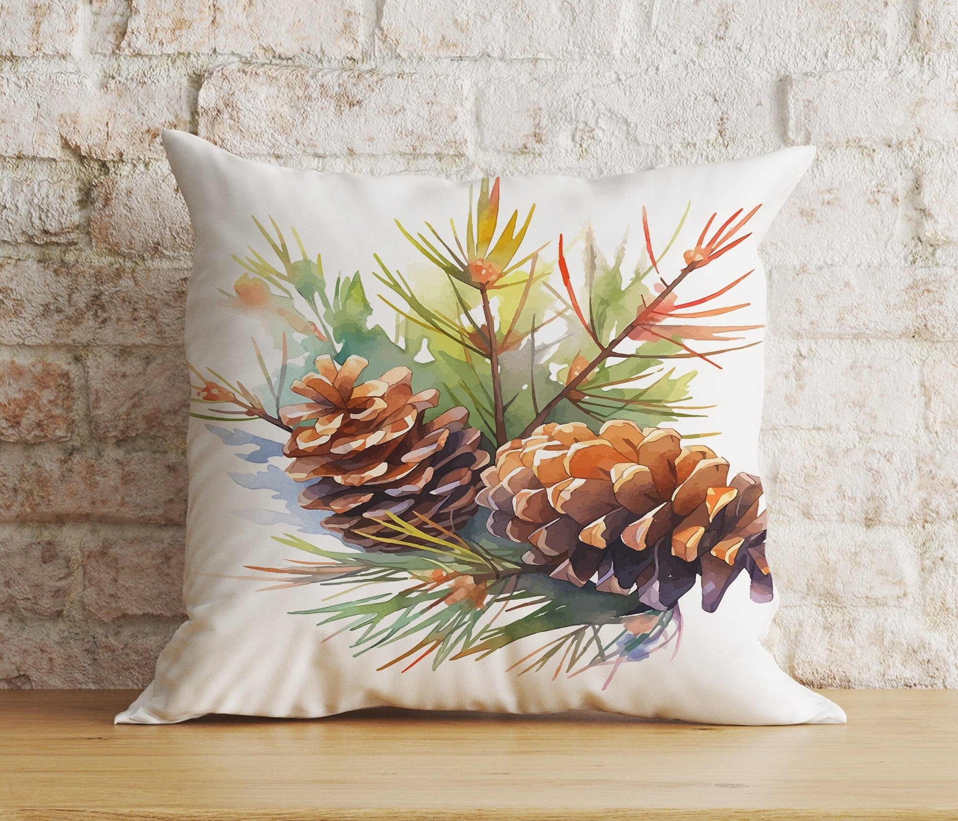 Onay 6 / 12 x 12 inch (30 x 30 cm) Double Side Christmas Pinecone Woodland Pine Tree Xmas Cushion Covers