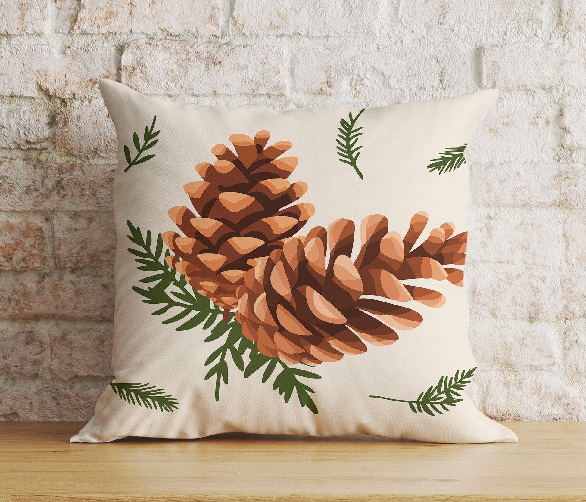 Onay 5 / 12 x 12 inch (30 x 30 cm) Double Side Christmas Pinecone Woodland Pine Tree Xmas Cushion Covers