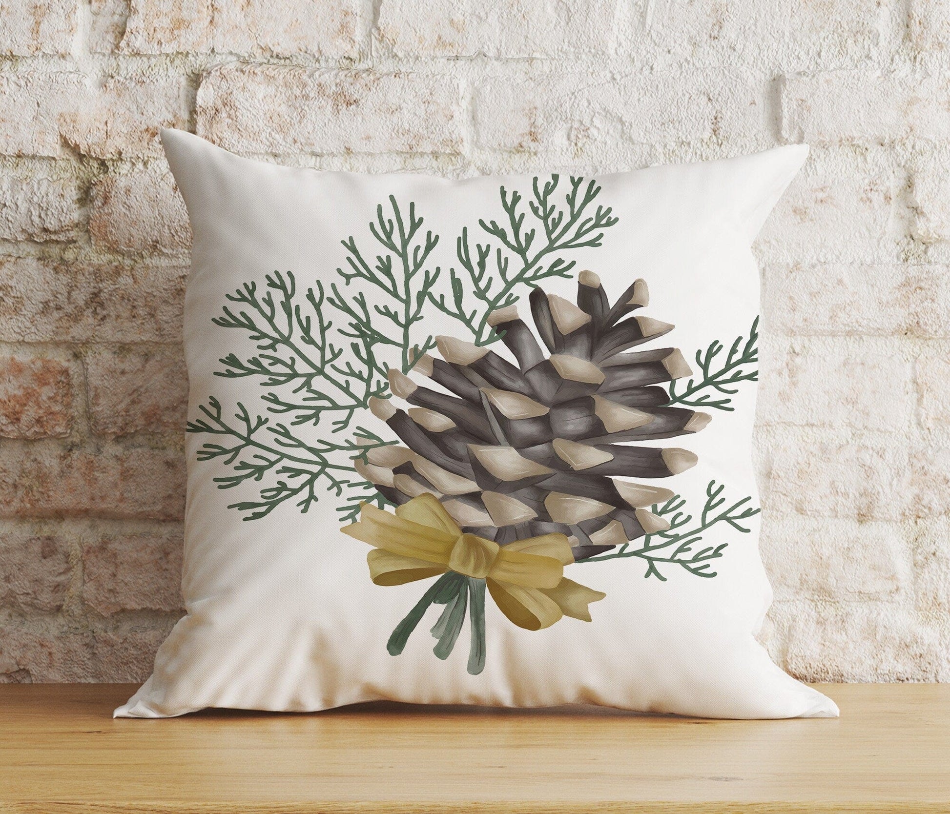 Onay 4 / 12 x 12 inch (30 x 30 cm) Double Side Christmas Pinecone Woodland Pine Tree Xmas Cushion Covers