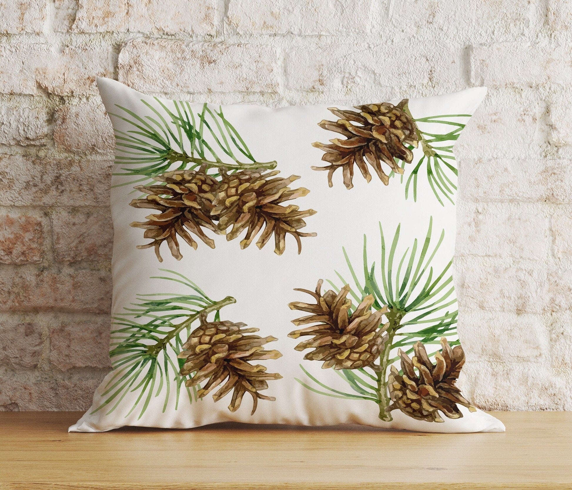 Onay 3 / 12 x 12 inch (30 x 30 cm) Double Side Christmas Pinecone Woodland Pine Tree Xmas Cushion Covers