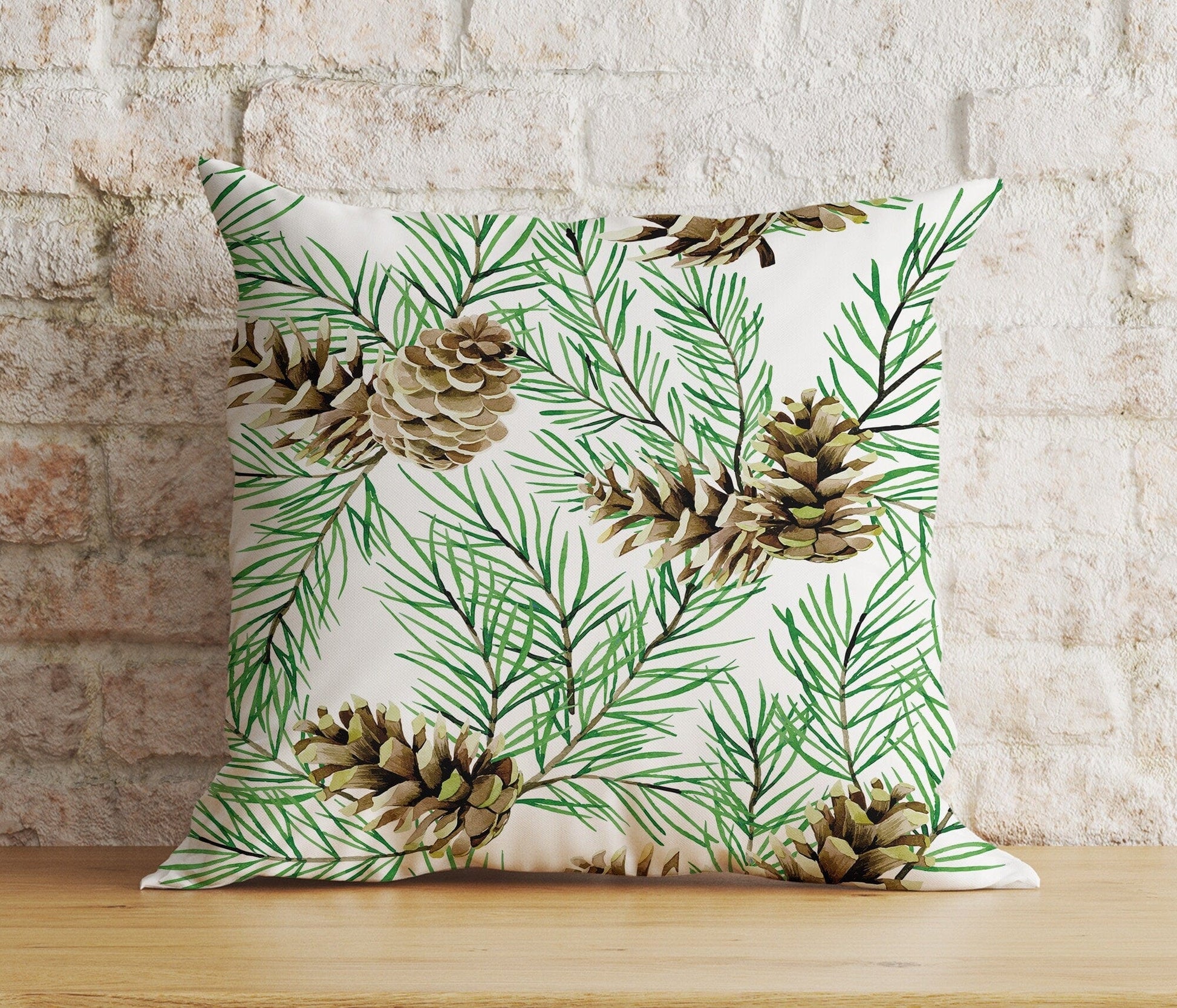 Onay 2 / 12 x 12 inch (30 x 30 cm) Double Side Christmas Pinecone Woodland Pine Tree Xmas Cushion Covers
