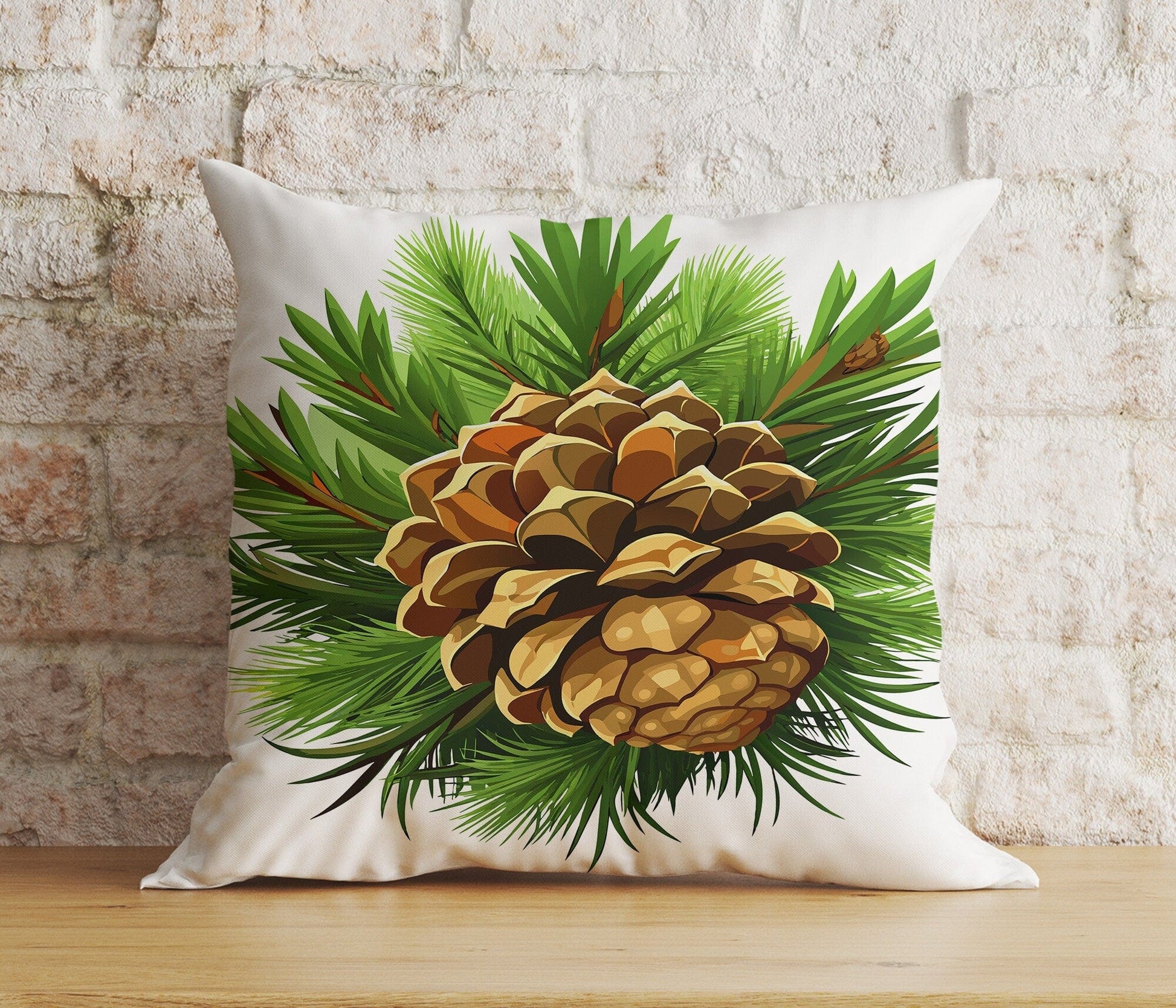 Onay 1 / 12 x 12 inch (30 x 30 cm) Double Side Christmas Pinecone Woodland Pine Tree Xmas Cushion Covers