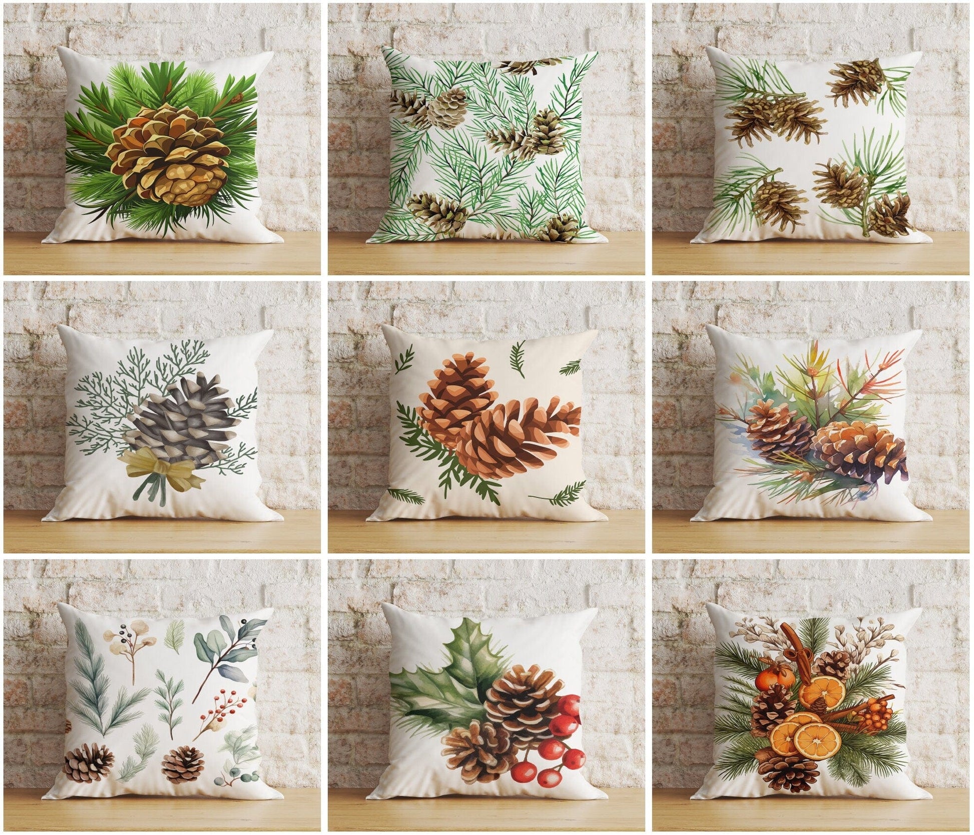 Onay Christmas Pinecone Woodland Pine Tree Xmas Cushion Covers