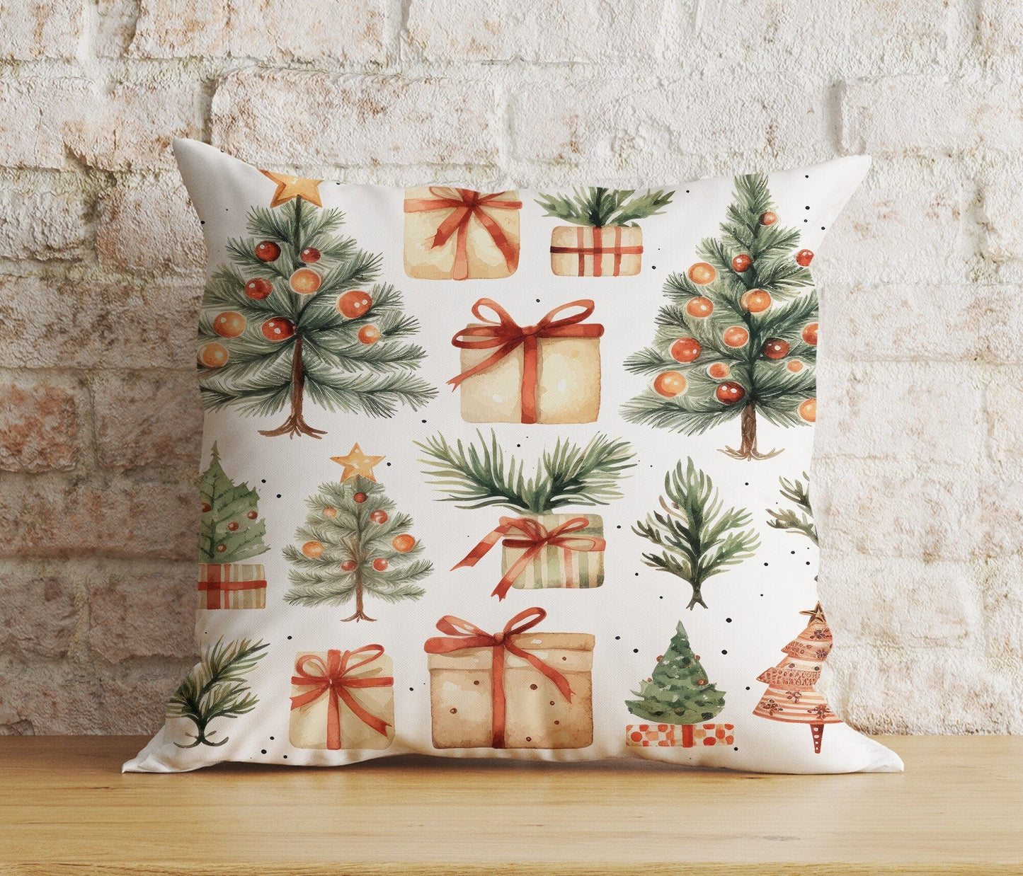 Onay 8 / 12 x 12 inch (30 x 30 cm) Double Side Christmas Pinecones & Greenery and Ornament Cushion Cover