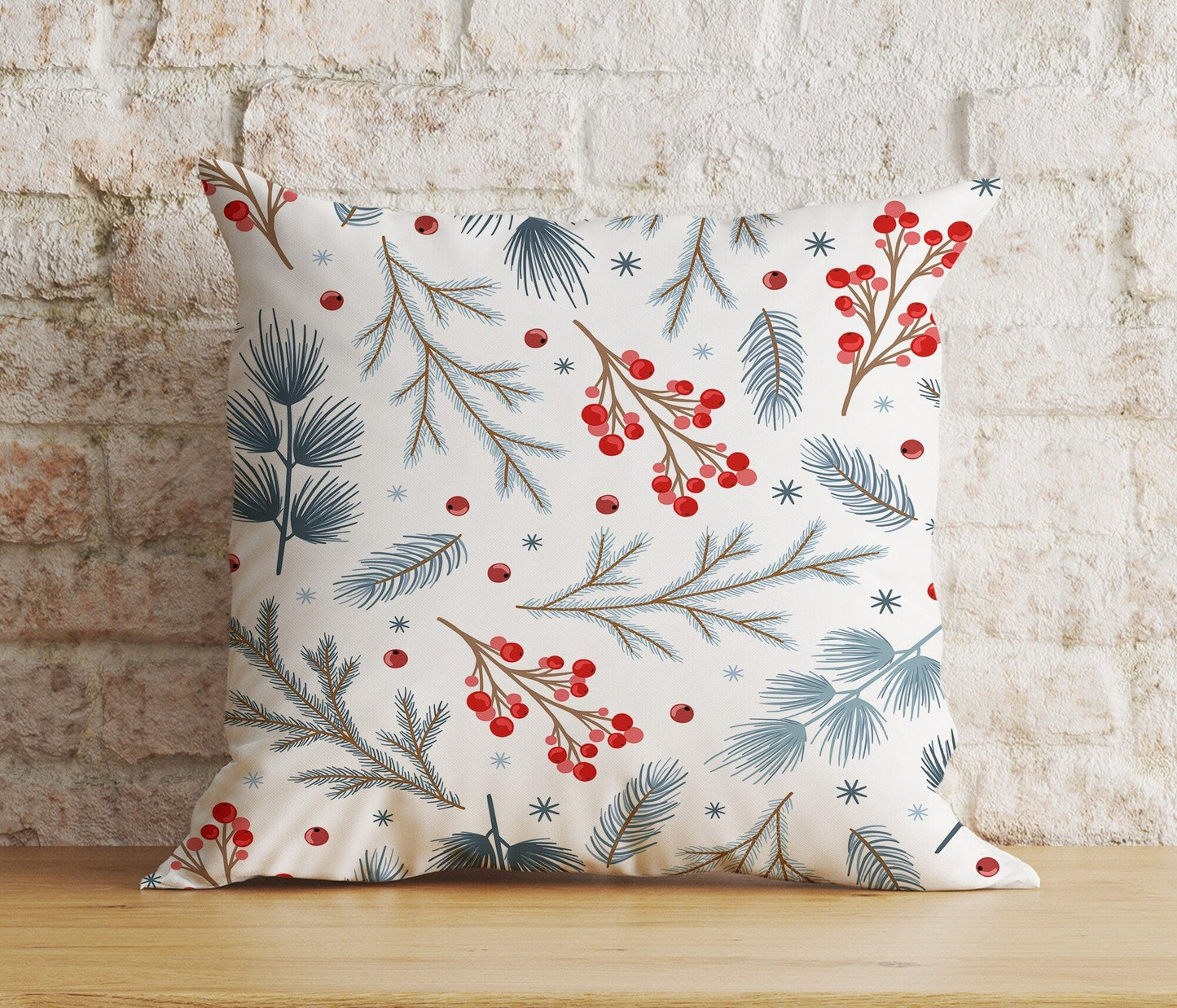 Onay 3 / 12 x 12 inch (30 x 30 cm) Double Side Christmas Pinecones & Greenery and Ornament Cushion Cover