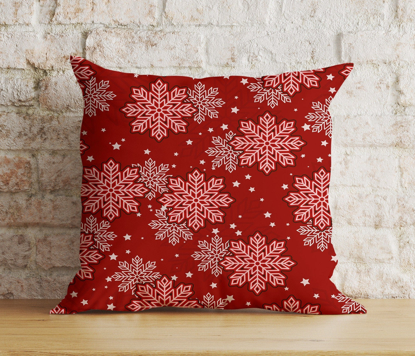 Onay 9 / 12 x 12 inch (30 x 30 cm) Double Side Christmas Rustic Plaid Snowflake Red Decor Cushion Cover