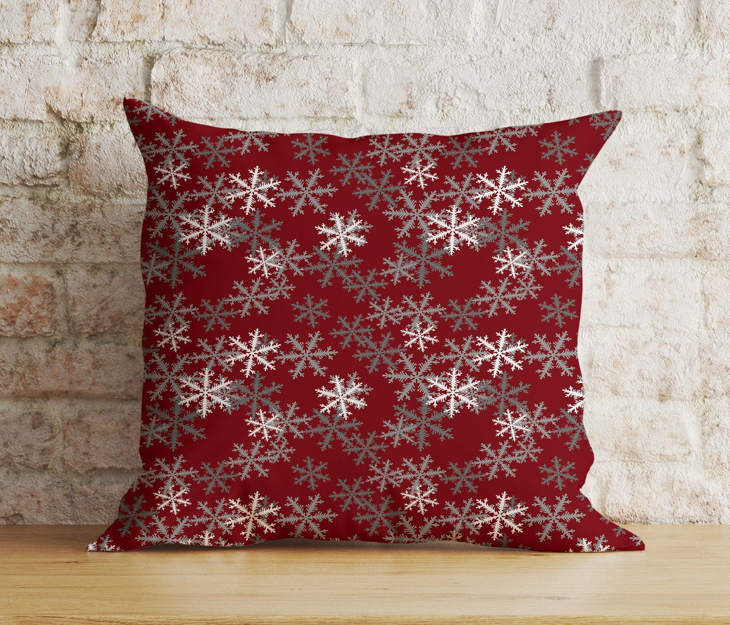 Onay 8 / 12 x 12 inch (30 x 30 cm) Double Side Christmas Rustic Plaid Snowflake Red Decor Cushion Cover