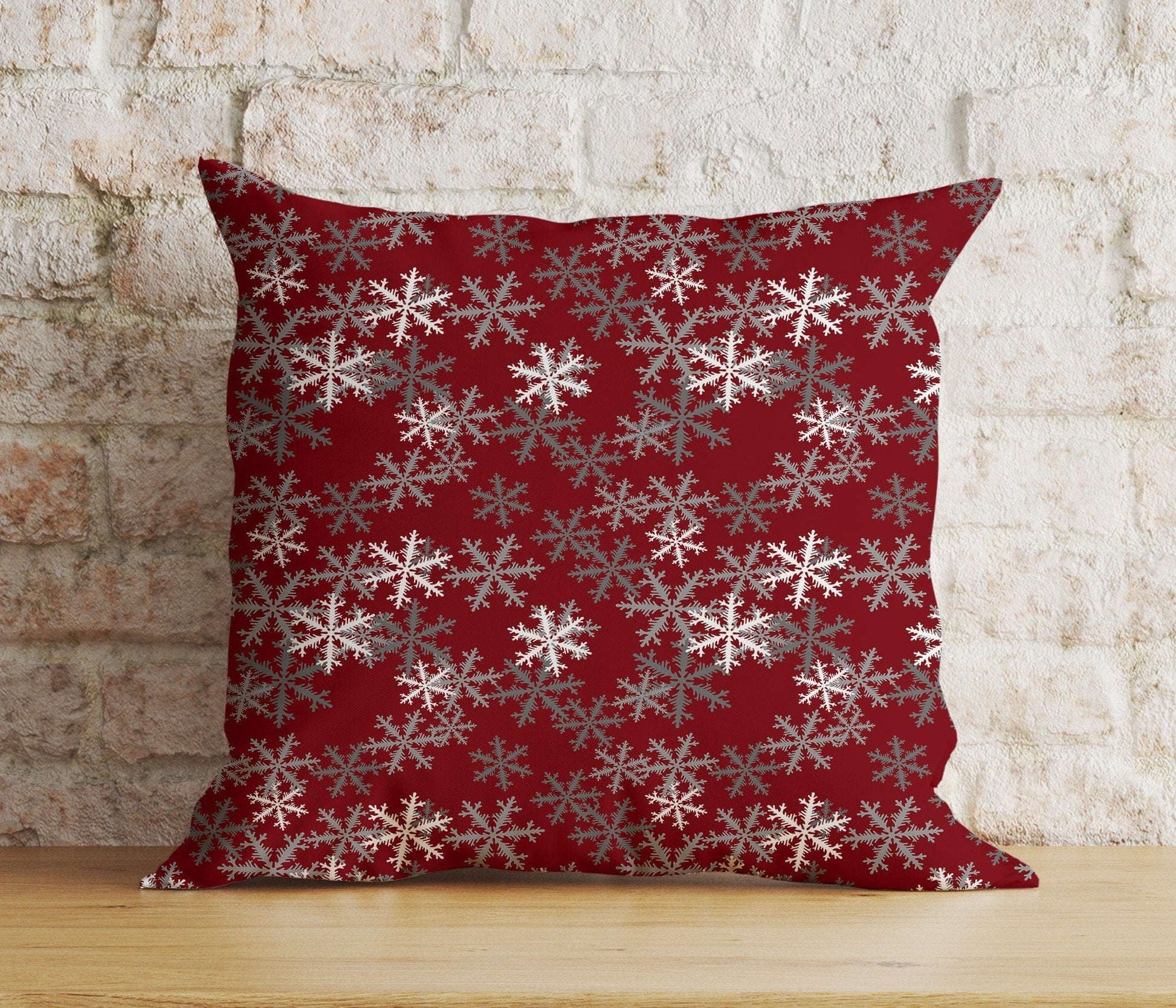 Onay 8 / 12 x 12 inch (30 x 30 cm) Double Side Christmas Rustic Plaid Snowflake Red Decor Cushion Cover