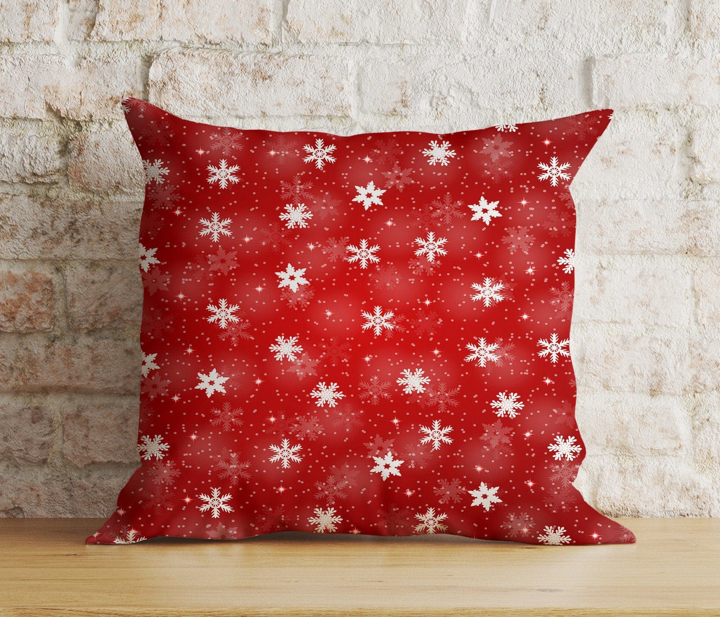 Onay 7 / 12 x 12 inch (30 x 30 cm) Double Side Christmas Rustic Plaid Snowflake Red Decor Cushion Cover