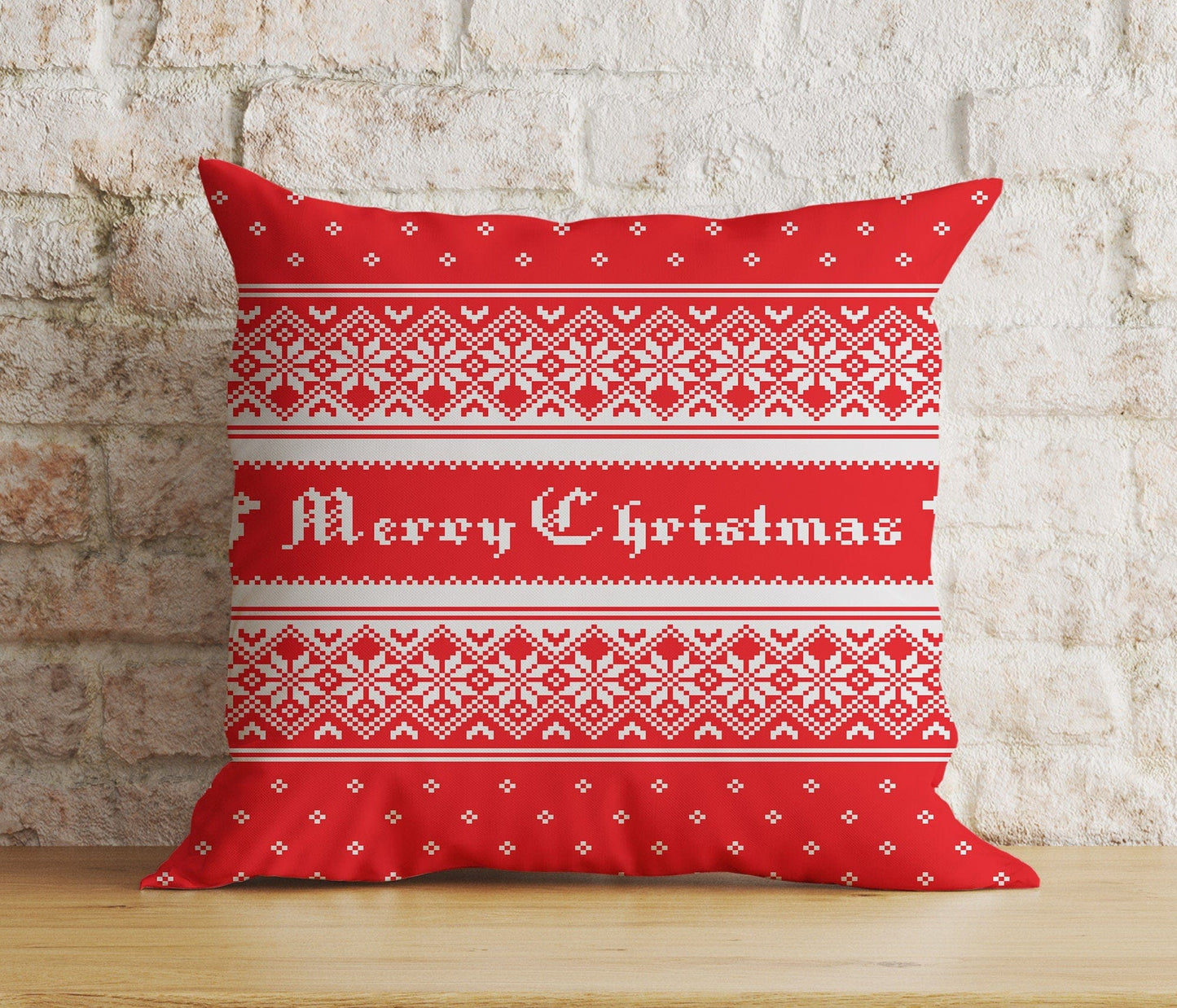 Onay 1 / 12 x 12 inch (30 x 30 cm) Double Side Christmas Rustic Plaid Snowflake Red Decor Cushion Cover