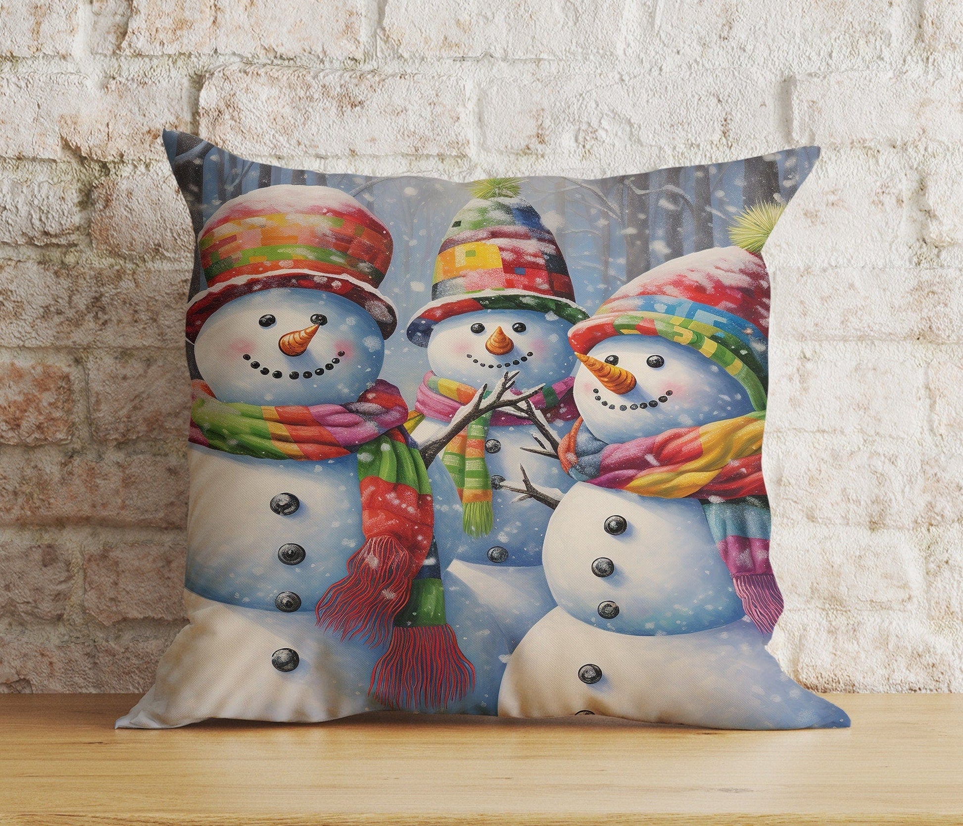Onay 4 / 12 x 12 inch (30 x 30 cm) Double Side Christmas Santa & Kids Snowman Reindeer Print Cushion Covers