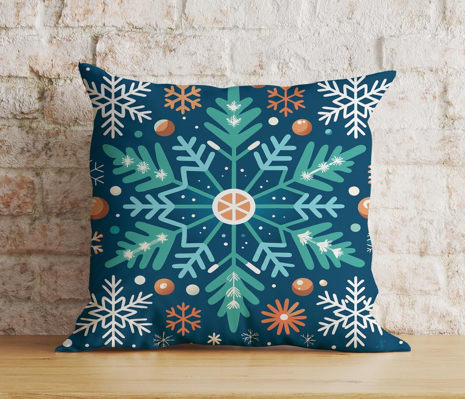 Onay 1 / 12 x 12 inch (30 x 30 cm) Double Side Christmas Snowflake Pattern New Years Cushion Covers