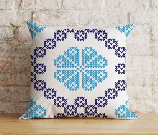 Onay 1 / 12 x 12 inch (30 x 30 cm) Double Side Christmas Snowflake Red and Green Bird Print Cushion Cover