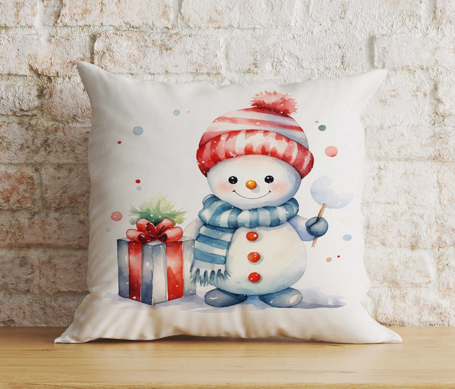 Onay 9 / 12 x 12 inch (30 x 30 cm) Double Side Christmas Snowman Festive Top Hat Winter Decor Cushion Cover