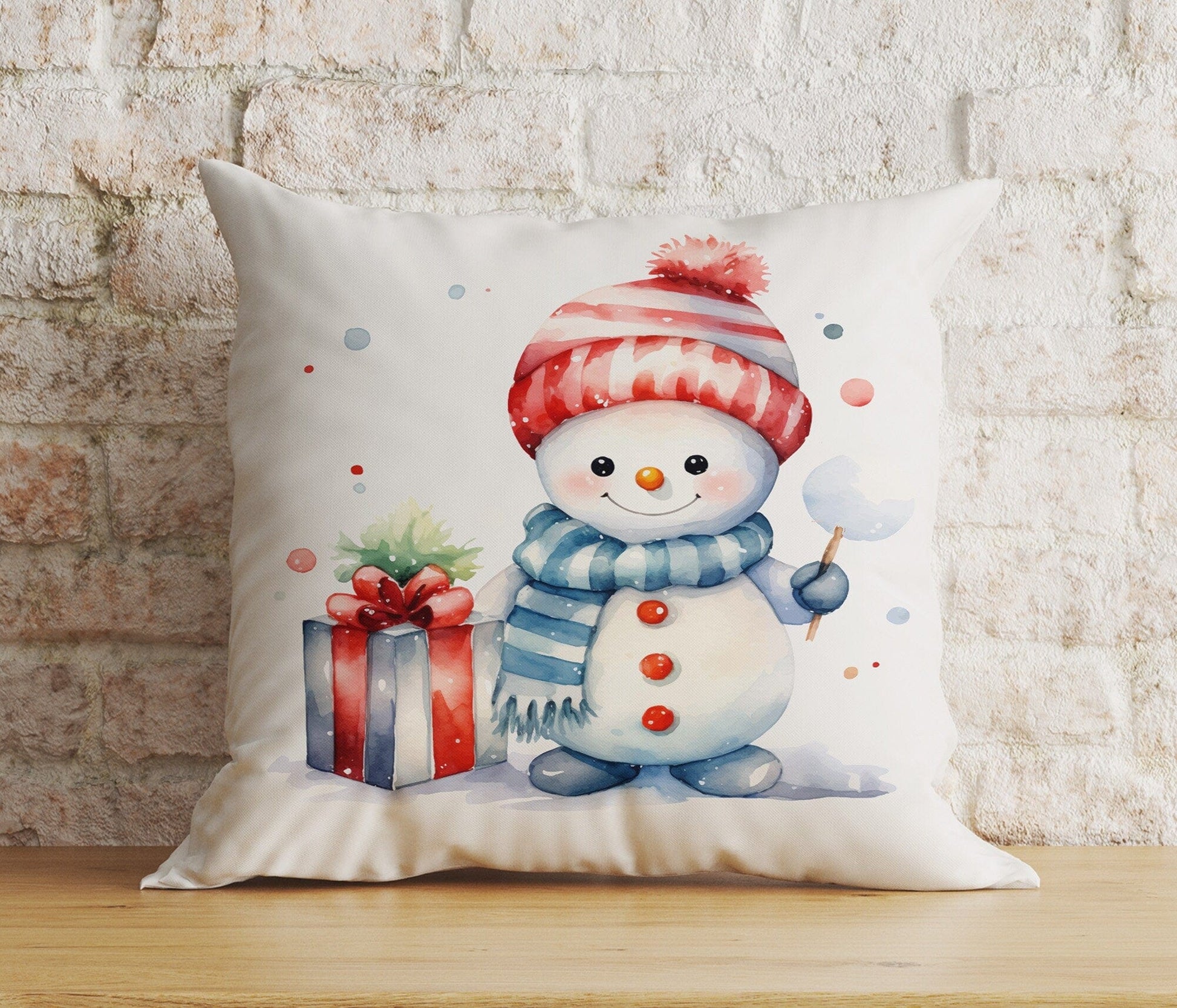 Onay 9 / 12 x 12 inch (30 x 30 cm) Double Side Christmas Snowman Festive Top Hat Winter Decor Cushion Cover