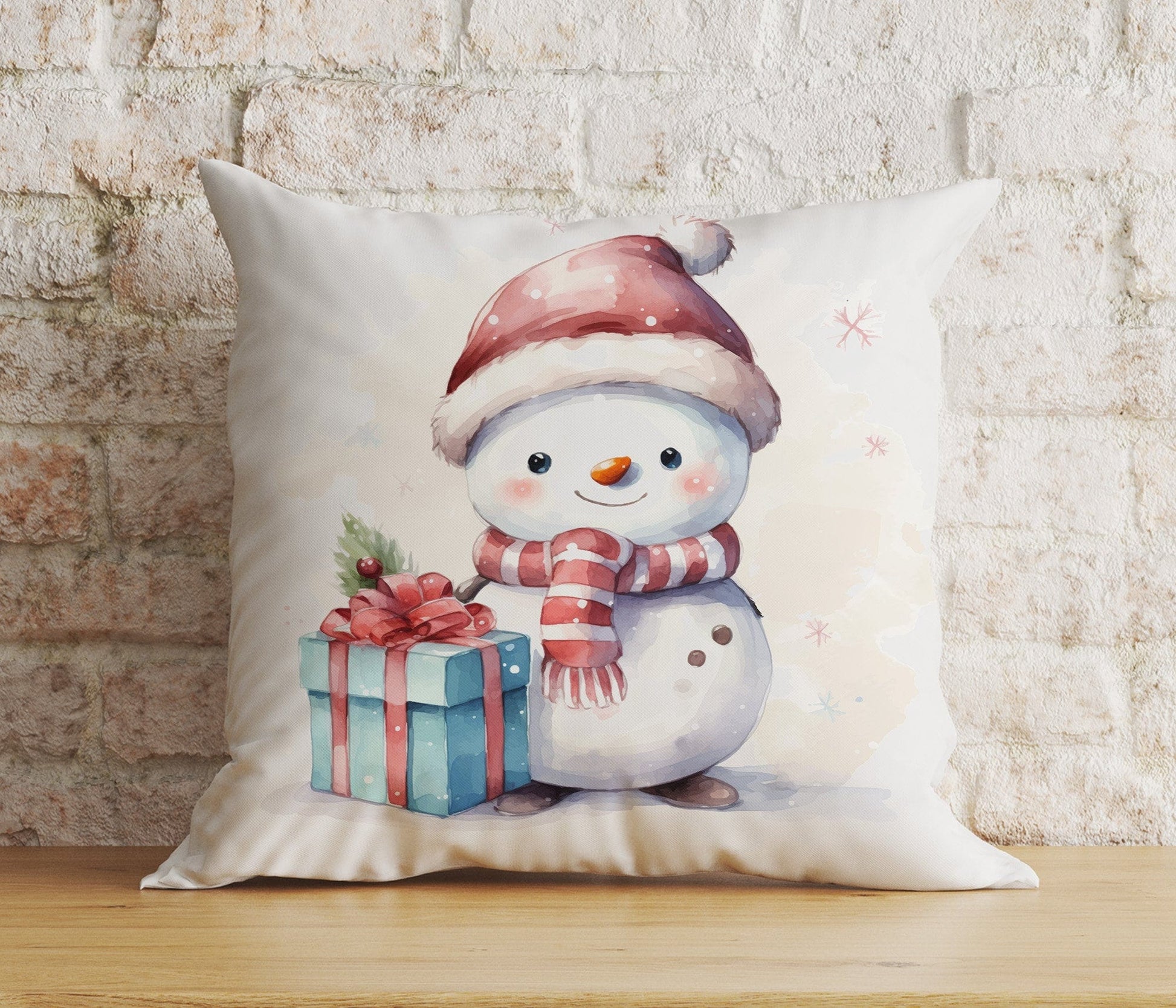 Onay 8 / 12 x 12 inch (30 x 30 cm) Double Side Christmas Snowman Festive Top Hat Winter Decor Cushion Cover