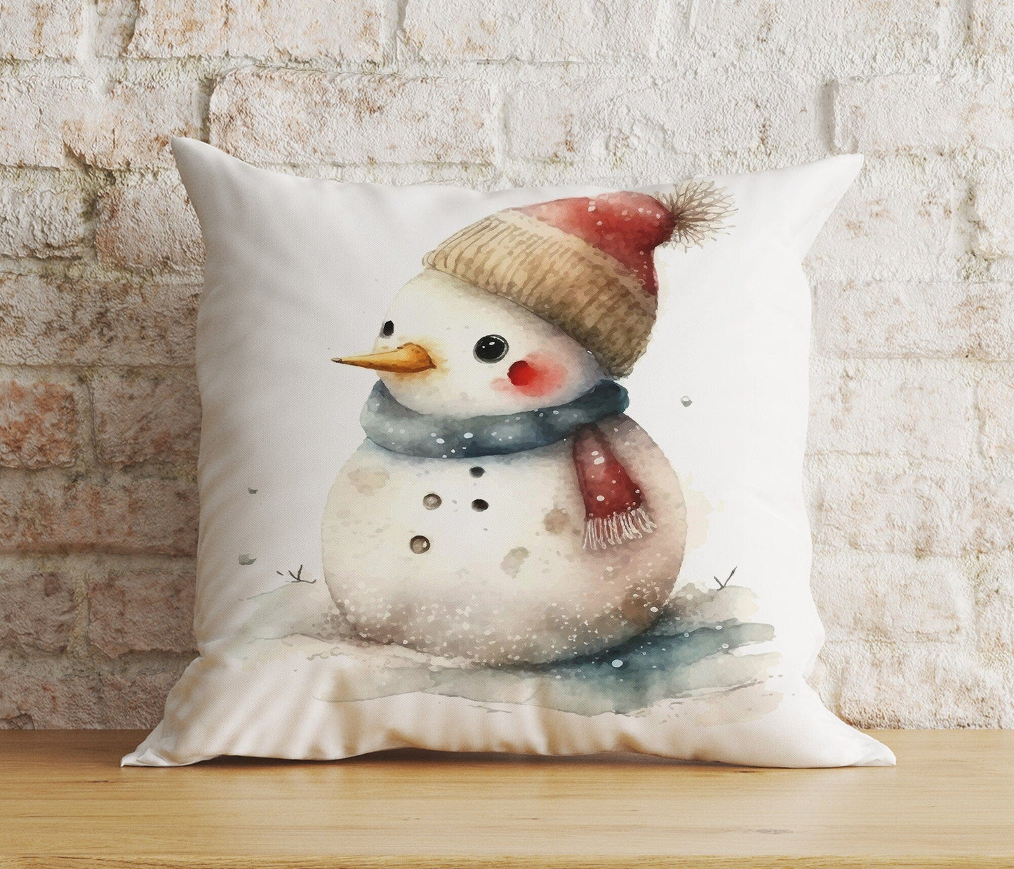 Onay 7 / 12 x 12 inch (30 x 30 cm) Double Side Christmas Snowman Festive Top Hat Winter Decor Cushion Cover