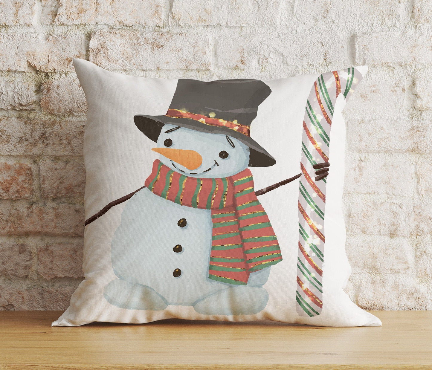 Onay 5 / 12 x 12 inch (30 x 30 cm) Double Side Christmas Snowman Festive Top Hat Winter Decor Cushion Cover