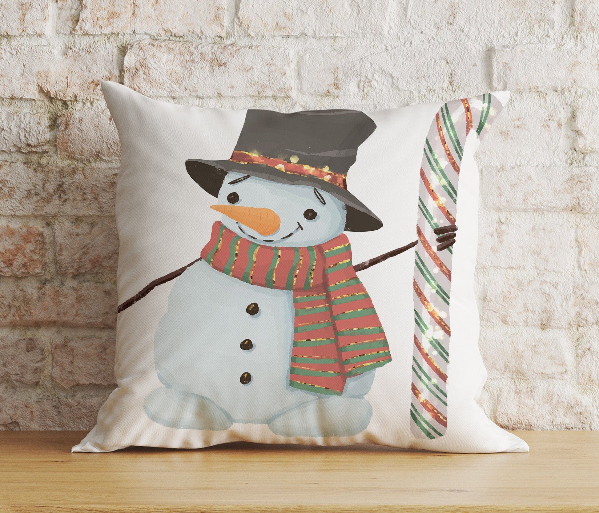 Onay 5 / 12 x 12 inch (30 x 30 cm) Double Side Christmas Snowman Festive Top Hat Winter Decor Cushion Cover