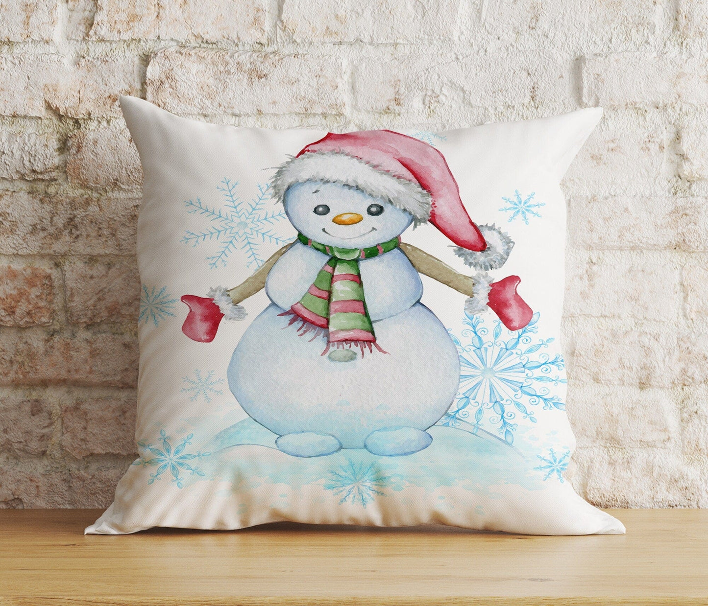 Onay 4 / 12 x 12 inch (30 x 30 cm) Double Side Christmas Snowman Festive Top Hat Winter Decor Cushion Cover
