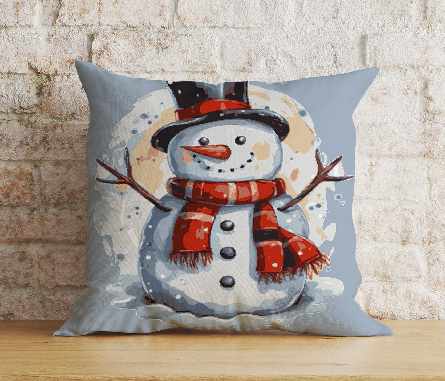 Onay 1 / 12 x 12 inch (30 x 30 cm) Double Side Christmas Snowman Festive Top Hat Winter Decor Cushion Cover