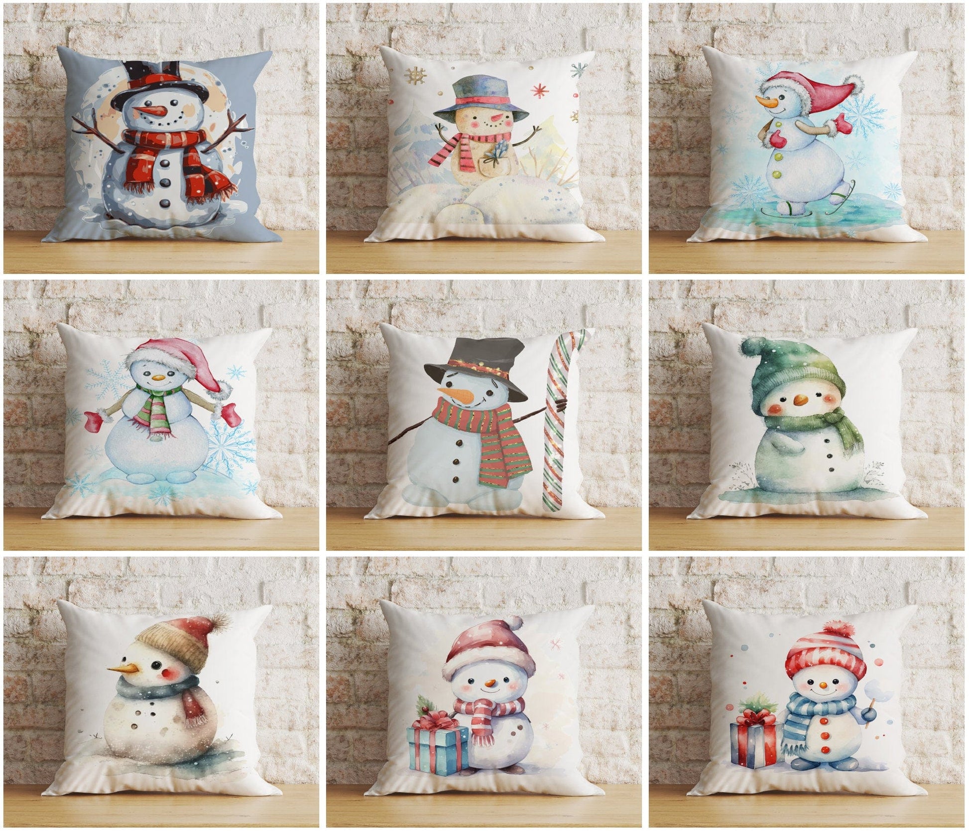 Onay Christmas Snowman Festive Top Hat Winter Decor Cushion Cover