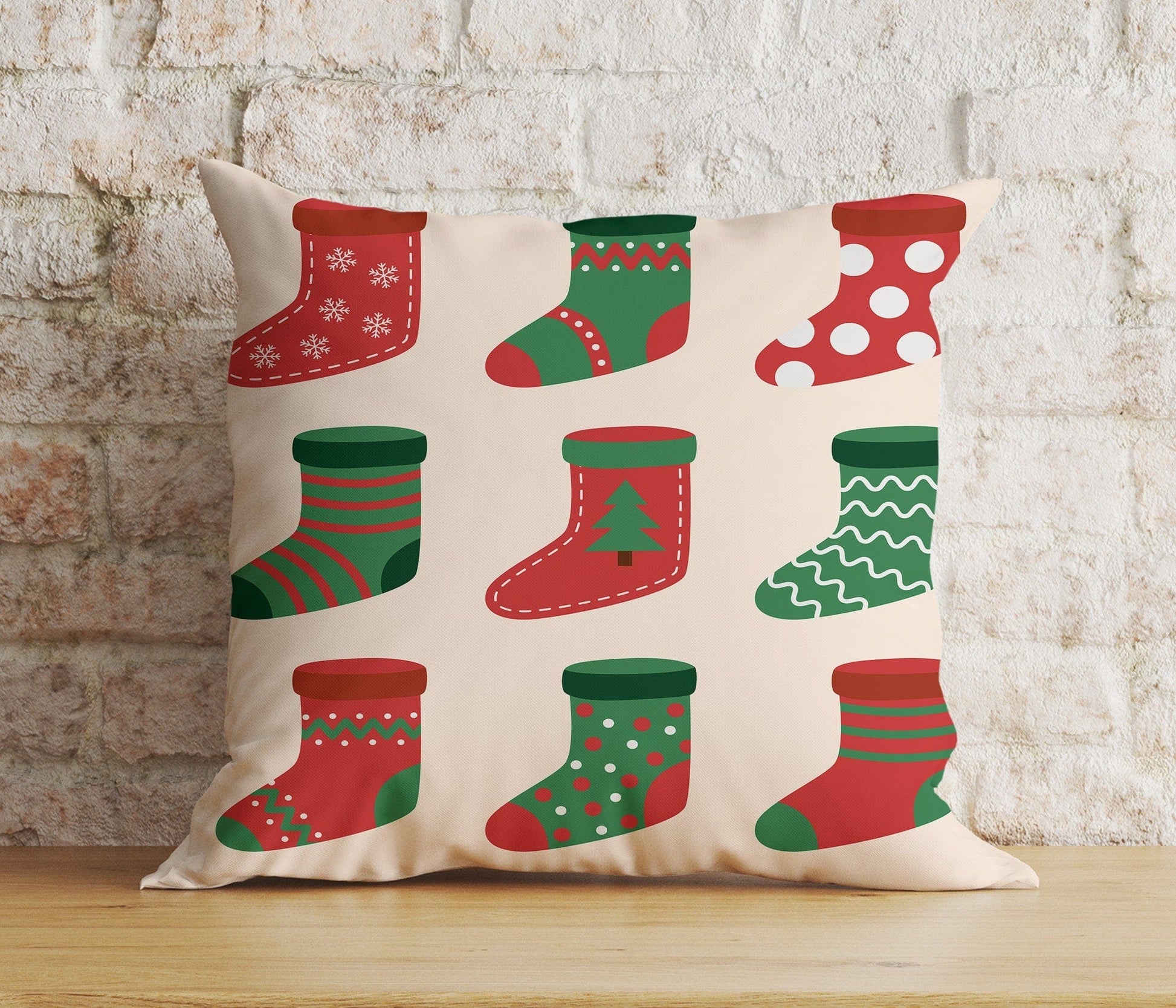Onay 8 / 12 x 12 inch (30 x 30 cm) Double Side Christmas Stockings Xmas Hanging Stockings Cushion Cover