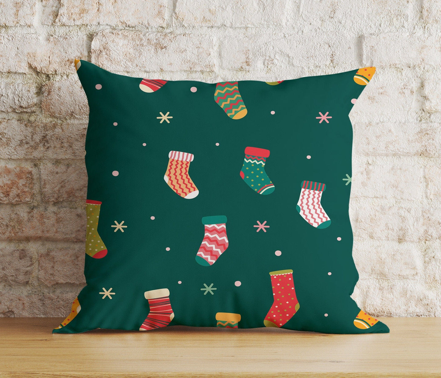 Onay 6 / 12 x 12 inch (30 x 30 cm) Double Side Christmas Stockings Xmas Hanging Stockings Cushion Cover