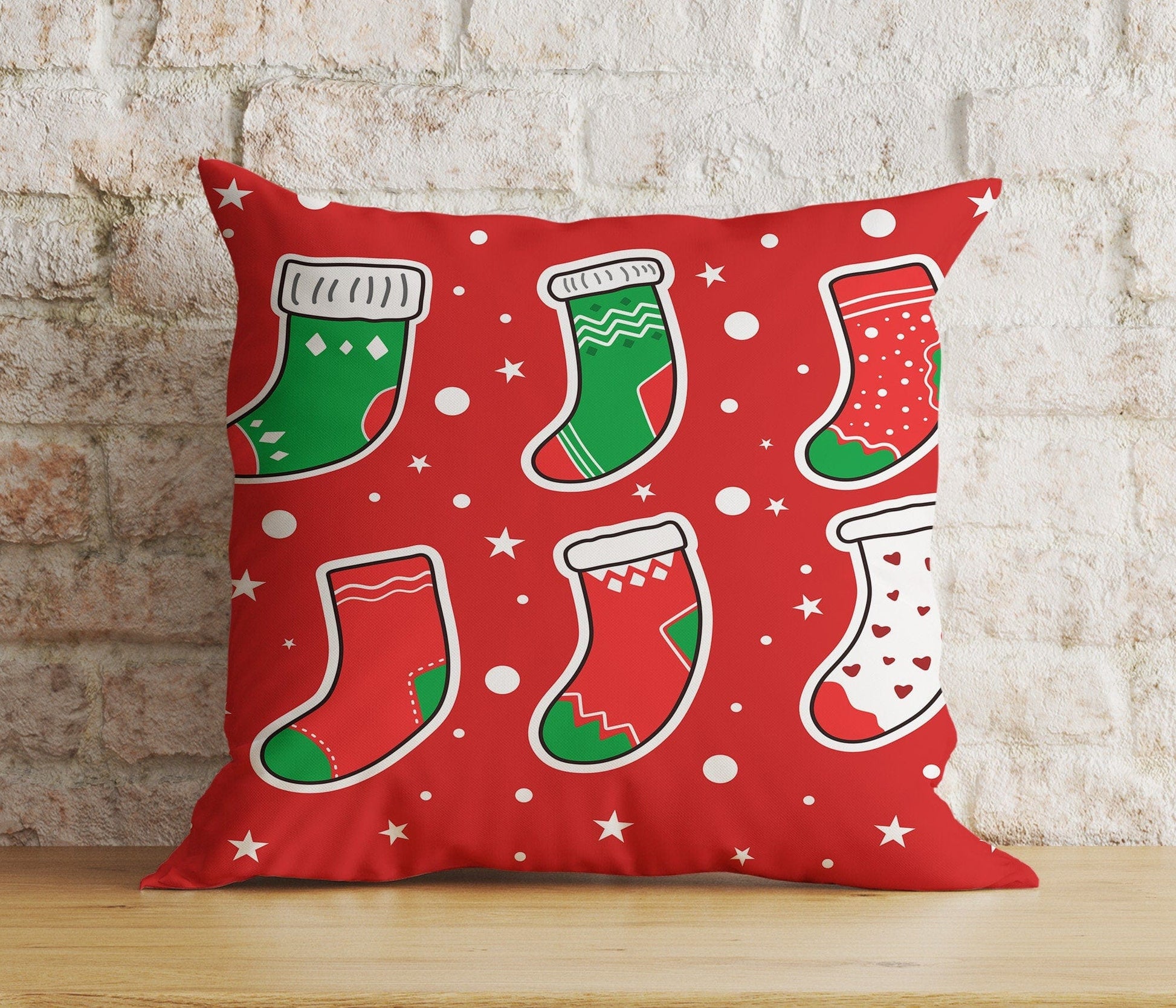 Onay 5 / 12 x 12 inch (30 x 30 cm) Double Side Christmas Stockings Xmas Hanging Stockings Cushion Cover