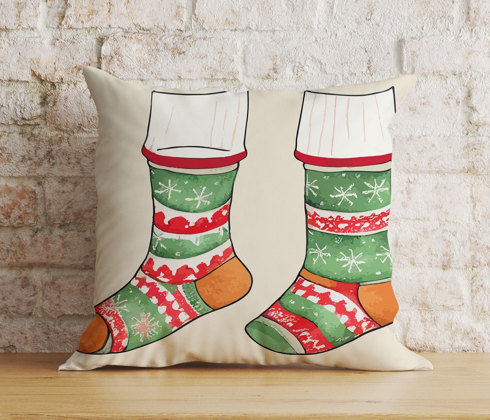 Onay 4 / 12 x 12 inch (30 x 30 cm) Double Side Christmas Stockings Xmas Hanging Stockings Cushion Cover