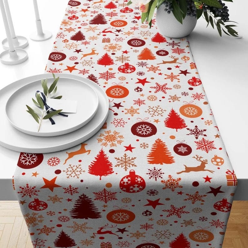 Onay 4 / 12 x 46 inch (30 x 120 cm) Christmas Tree Winter Pine Tree Xmas Gift Table Runner