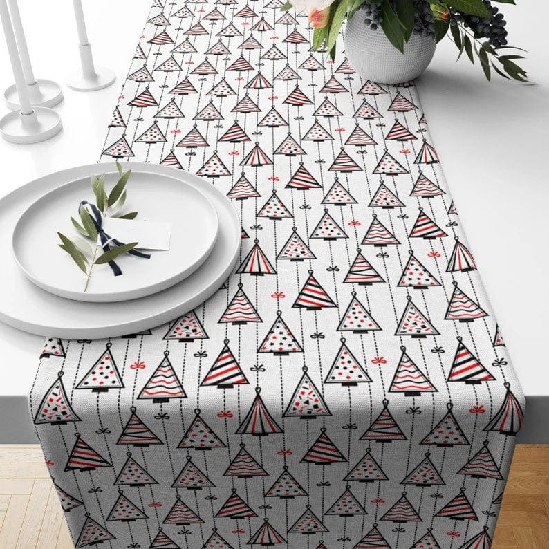 Onay 2 / 12 x 46 inch (30 x 120 cm) Christmas Tree Winter Pine Tree Xmas Gift Table Runner