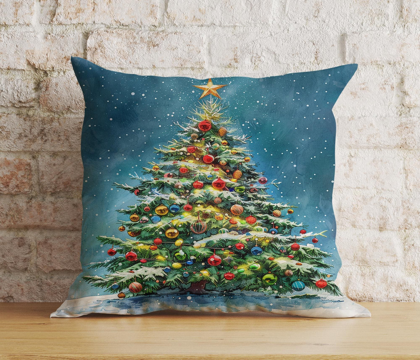 Onay 1 / 12 x 12 inch (30 x 30 cm) Double Side Christmas Trees Pink Snowy Winter Landscape Cushion Cover