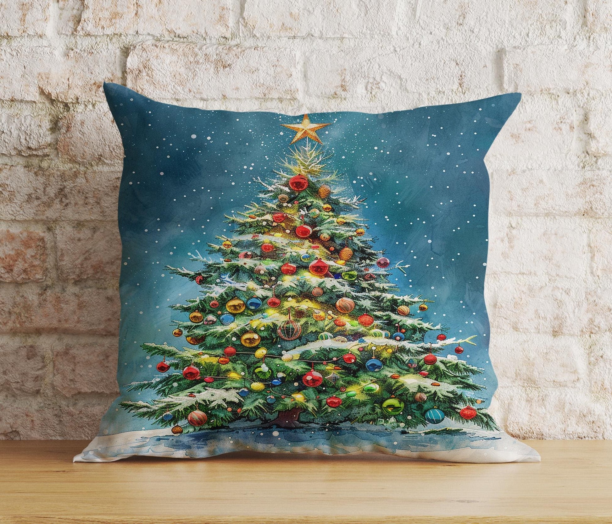 Onay 1 / 12 x 12 inch (30 x 30 cm) Double Side Christmas Trees Pink Snowy Winter Landscape Cushion Cover