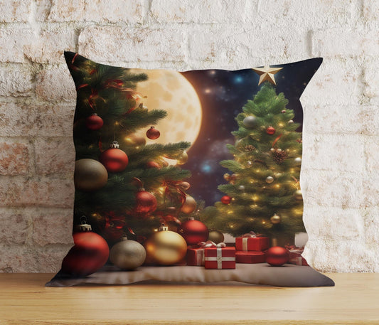 Onay 4 / 12 x 12 inch (30 x 30 cm) Double Side Christmas Trees Pink Snowy Winter Landscape Cushion Cover