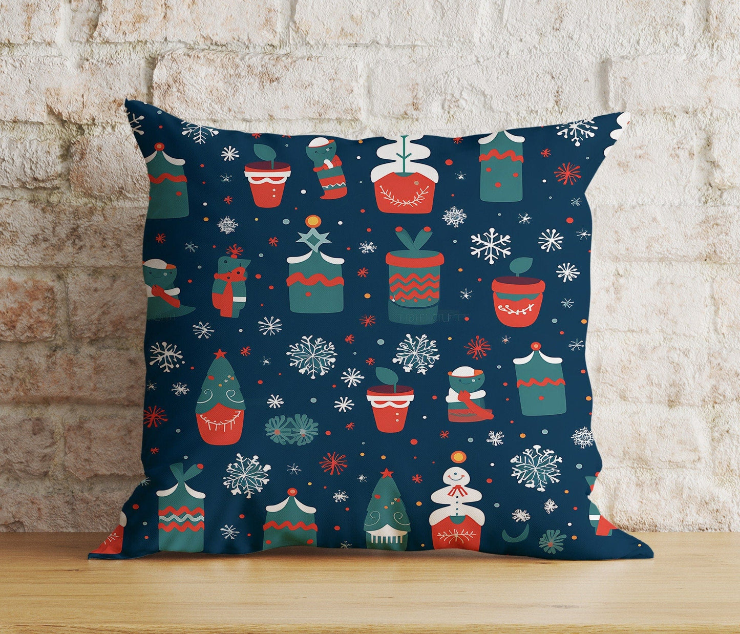 Onay 4 / 12 x 12 inch (30 x 30 cm) Double Side Christmas Whimsical Festive Winter Decor Cushion Cover