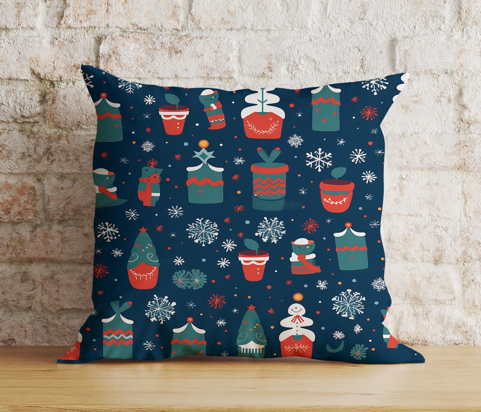 Onay 4 / 12 x 12 inch (30 x 30 cm) Double Side Christmas Whimsical Festive Winter Decor Cushion Cover