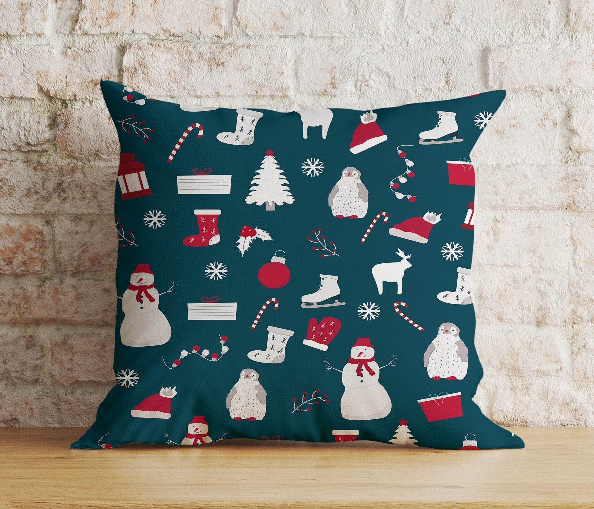 Onay 2 / 12 x 12 inch (30 x 30 cm) Double Side Christmas Whimsical Festive Winter Decor Cushion Cover