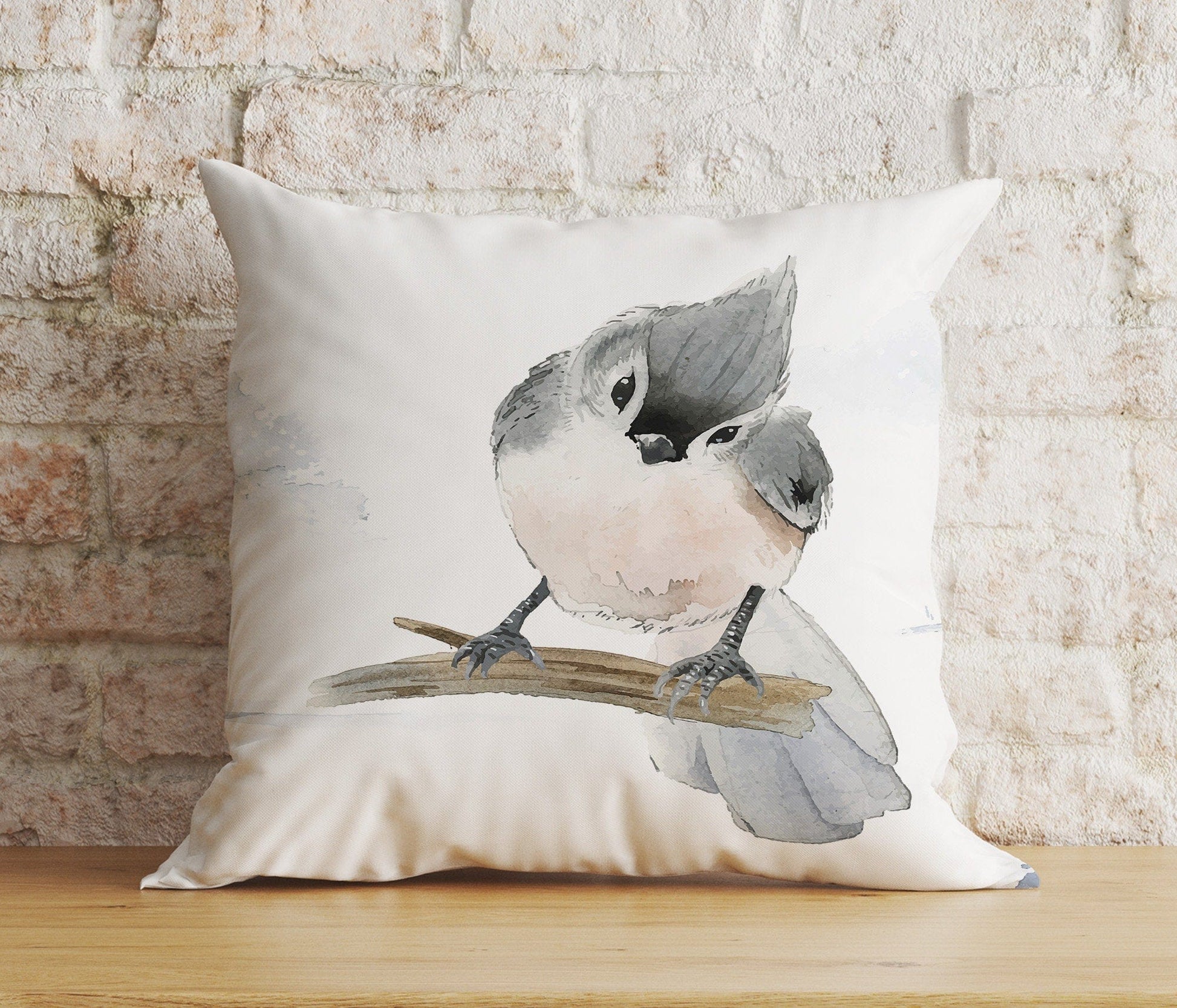 Onay 4 / 12 x 12 inch (30 x 30 cm) Double Side Christmas Winter Chickadee and Robin in Winter Cushion Cover