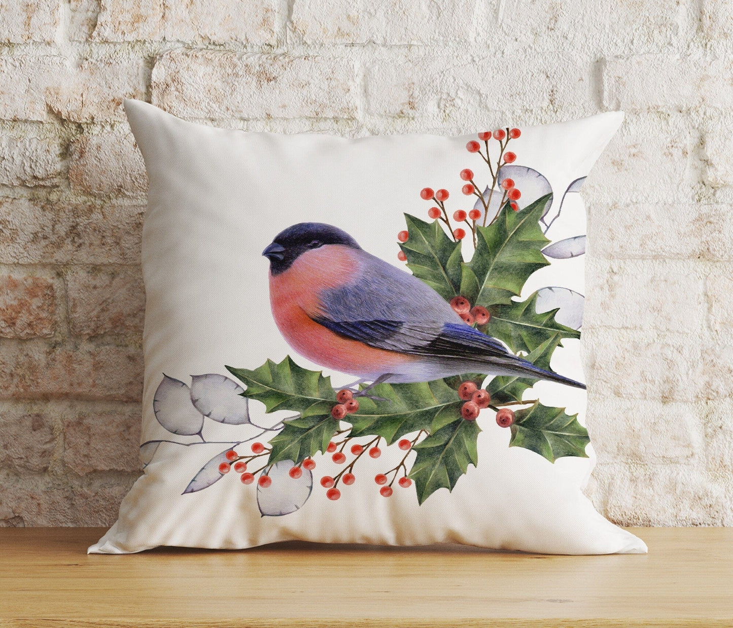Onay 2 / 12 x 12 inch (30 x 30 cm) Double Side Christmas Winter Chickadee and Robin in Winter Cushion Cover