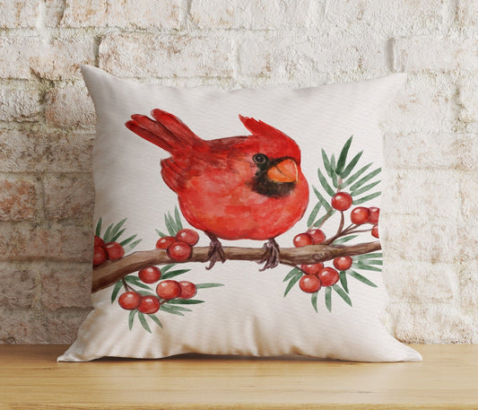 Onay 1 / 12 x 12 inch (30 x 30 cm) Double Side Christmas Winter Chickadee and Robin in Winter Cushion Cover
