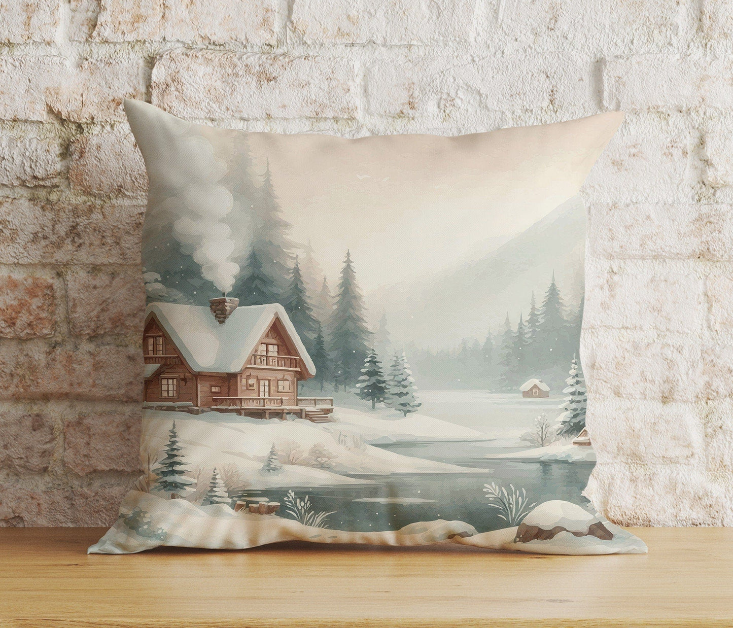 Onay 5 / 12 x 12 inch (30 x 30 cm) Double Side Christmas Winter House Snowy Home Print Cozy Cushion Covers