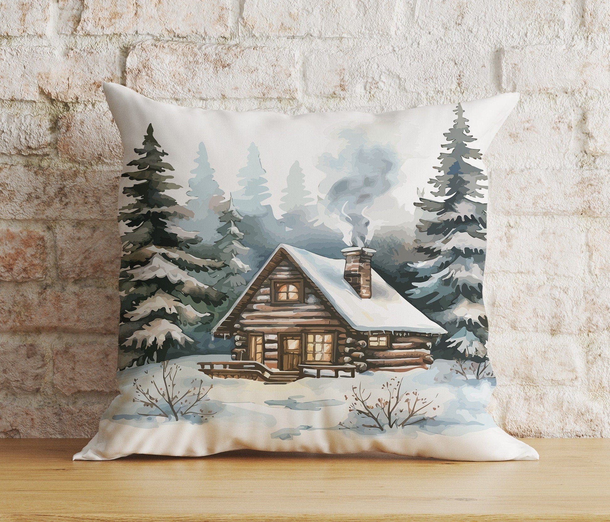 Onay 3 / 12 x 12 inch (30 x 30 cm) Double Side Christmas Winter House Snowy Home Print Cozy Cushion Covers