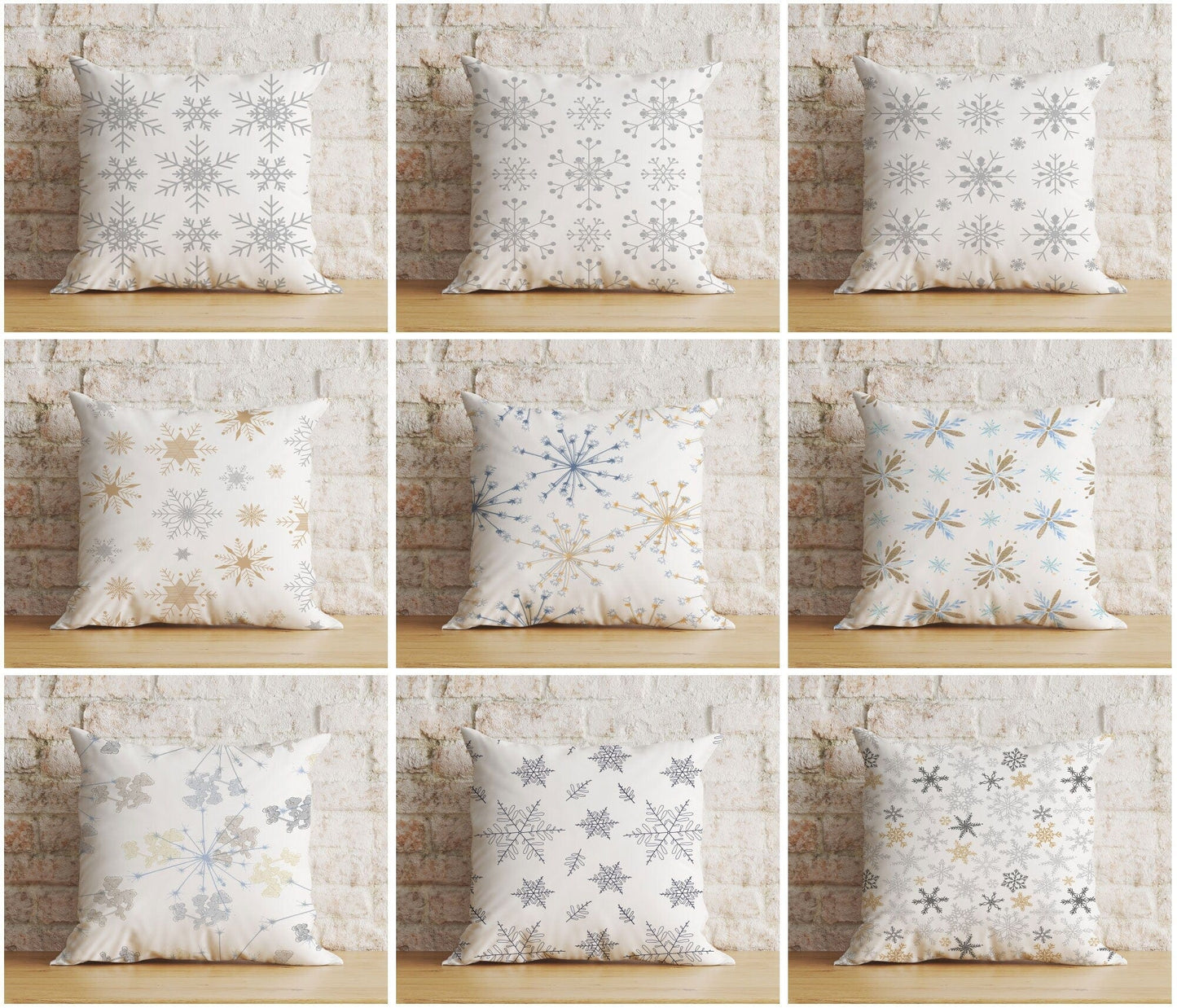 Onay Chritmas Stylish Snowflake Pattern Print Cushion Covers